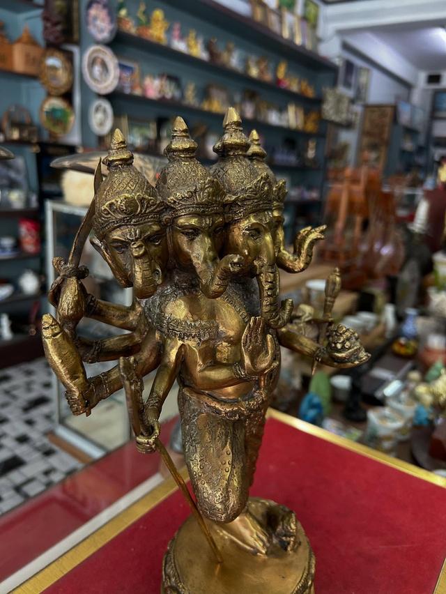 รูปหล่อพระพิฆเนศปราง 5 เศียร เนื้อทองเหลือ 2