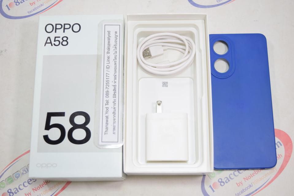 ขาย Oppo A58 สี Glowing Black สเปคแรง RAM 6 ROM128 สภาพ 99% ครบกล่อง ปกศ.ถึงสิ้นปี 67 3