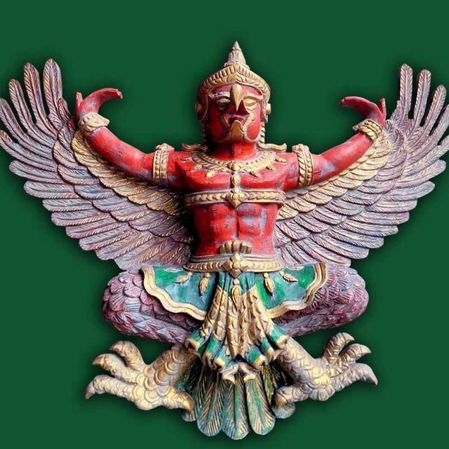 พญาครุฑไม้สัก องค์ใหญ่ ขนาด1เมตร20ซม ครุฑไม้แกะ