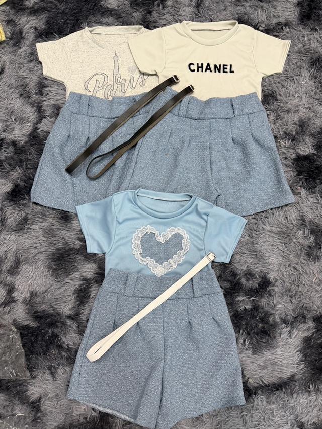 เซ็ต3ชิ้น งานเสื้อยืด + กางเกงทวิต แถมเข็มขัดฟรีทุกเซ็ต  4