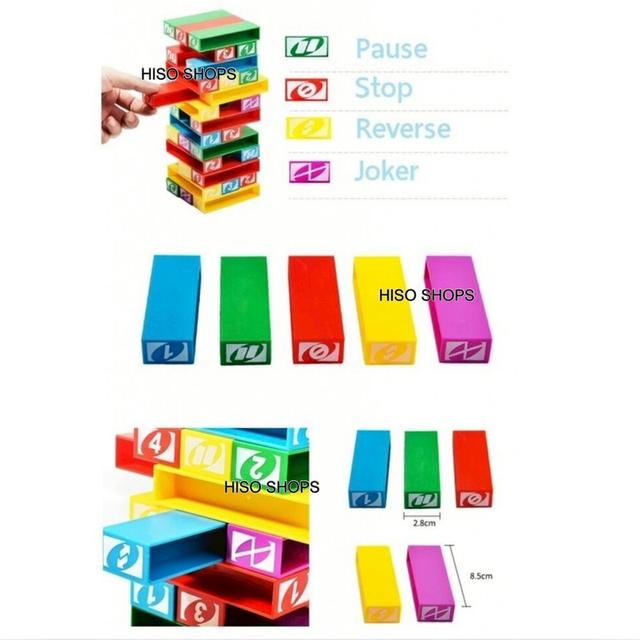 JENGA UNO BLOCK เกมไม้หลากสี เสริมพัฒนาการ ฝึกสมาธิ เล่นได้ทั้งครอบครัว 2-10 คน เกมเสริมสร้างความสัมพันธ์ สนุกมาก 4