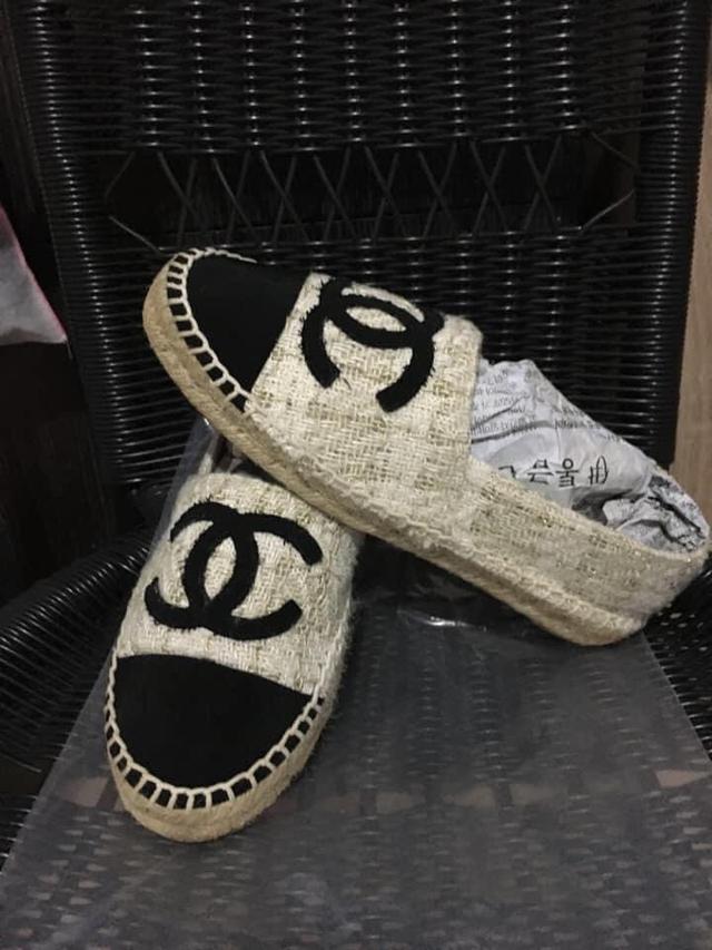 รองเท้าชาแนลแท้ มือสอง (Chanel Espadrilles canvas)