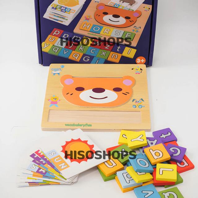 TWO IN ONE LETTER MATCHING ของเล่นไม้จับคู่ตัวอักษรไม้ 2-in-1 เสริมทักษะภาษาอังกฤษ พร้อมการ์ดภาพ สำหรับเด็กเล็กวัยเรียนรู้