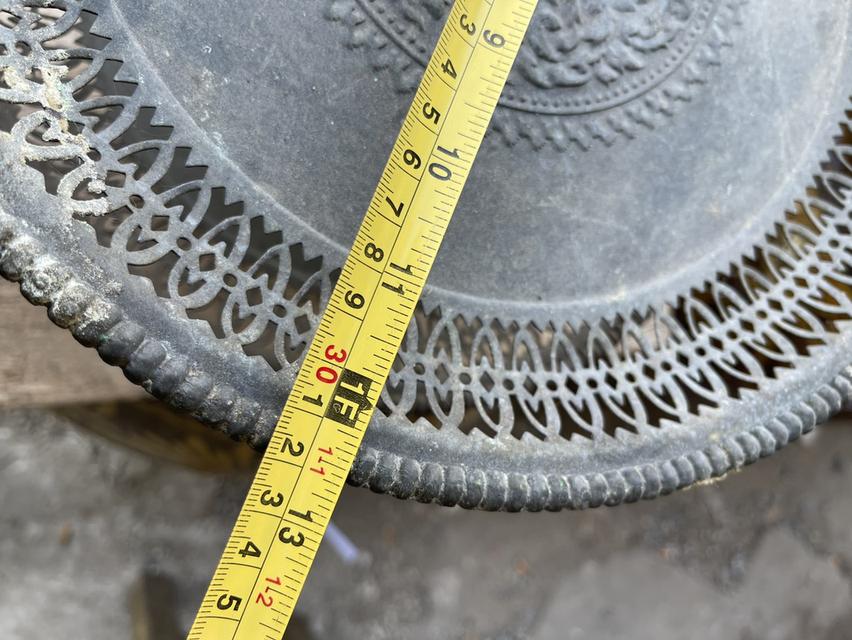 พานทองเหลืองโบราณ ลายเทพนม พานโตกทองเหลืองโบราณ ขนาด12นิ้ว ลายฉลุ