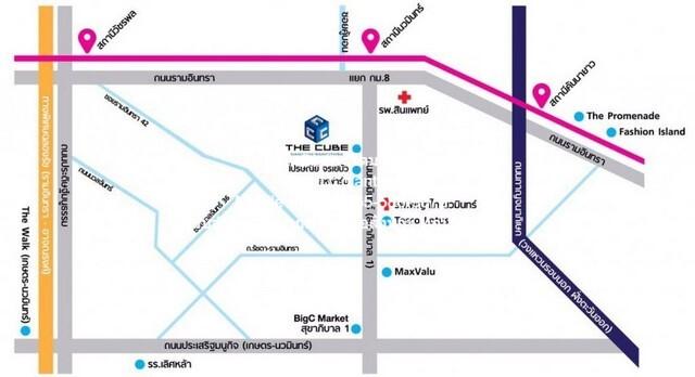 ให้เช่าคอนโด เดอะ คิวบ์ นวมินทร์-รามอินทรา (The Cube Nawamin-Ramintra) ใกล้สถานีรถไฟฟ้านวมินทร์ ตึก B ชั้น 5 25 ตร.ม. 1  2