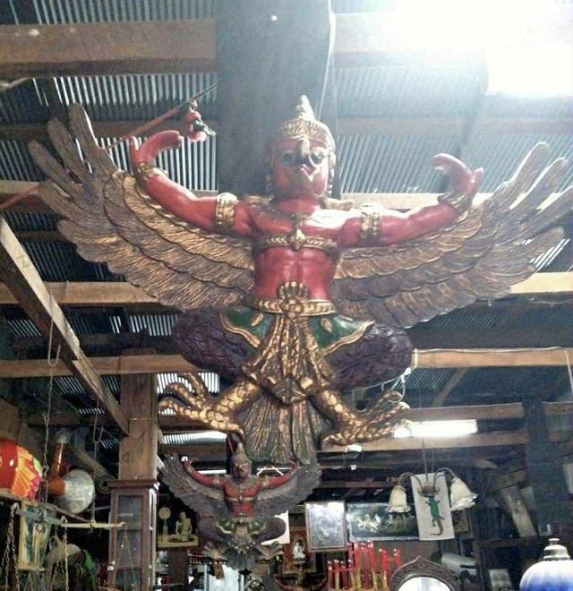 พญาครุฑไม้สัก ครุฑไม้สัก ขนาด1เมตร ครุฑไม้แกะสลัก