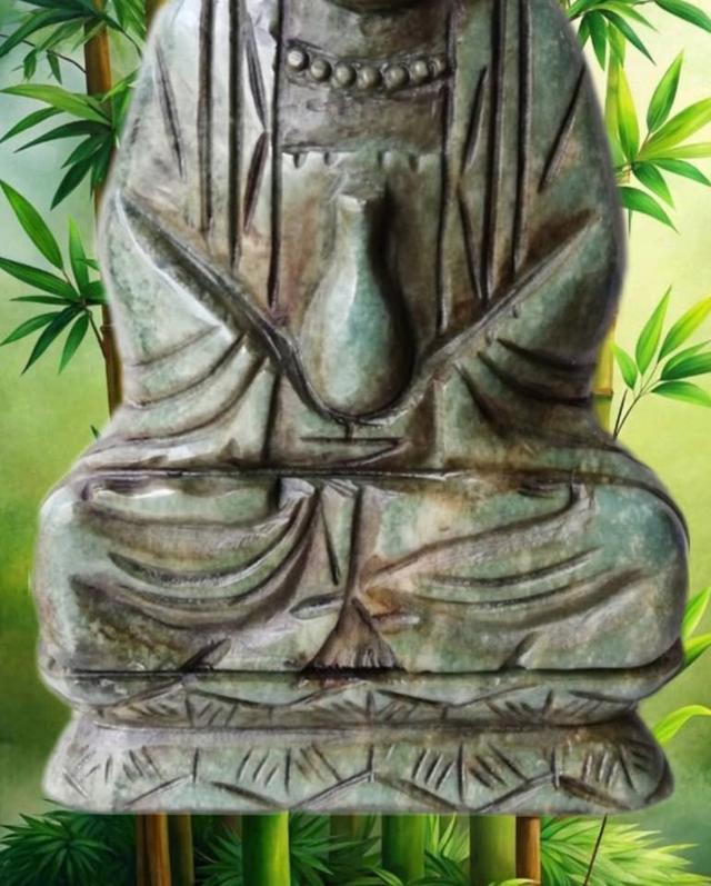 เจ้าแม่กวนอิมหยกพม่า 觀世音 กว้าง 4.3 นิ้ว หนา 1.5 นิ้ว สูง 7.2 นิ้ว รูปที่ 5