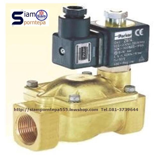 P-VE7321BAN00-220V Parker Solenoid valve 2/2 size 1/2" ทองเหลือง pressure 0.1-20bar(kg/cm2) 300psi ลม น้ำ น้ำมัน 1