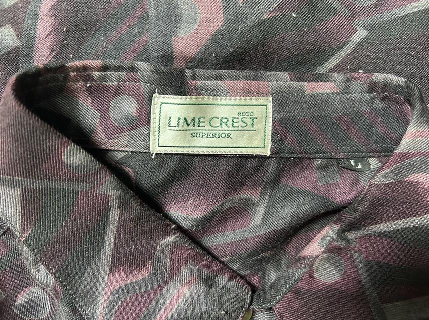 🔥 RARE! MADE IN JAPAN 90s 🇯🇵 เสื้อเชิ้ต LIME CREST ลายคิวบิสม์ดาร์ก ผ้าผสม Wool สภาพกริบ 🔥 รูปที่ 5