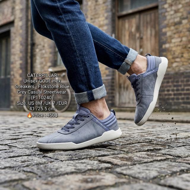 CATERPILLARUnisex CODE Hex Sneakers - Flokstone Blue Grey Casual Streetwear (P110240)Size. US 8M /UK 7 /EUR 41 /25.5 cm🔥Price : 450฿