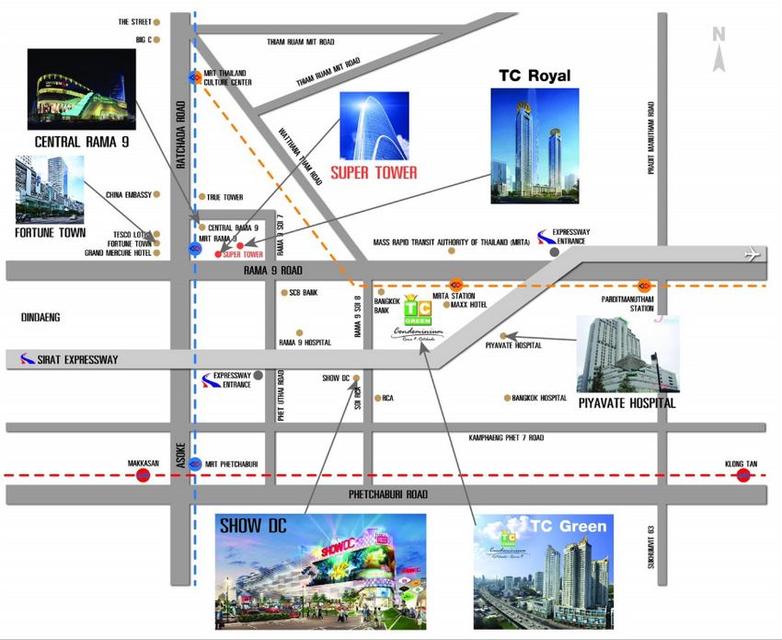 Condo TC Green Rama 9 ใกล้ MRT พระราม 9 (มีหลายห้องให้เลือก) แบบ 1 ห้องนอน ตกแต่งครบพร้อมเข้าอยู่ 9