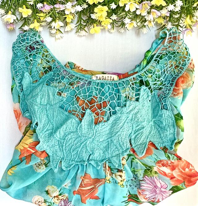 เสื้อพิมพ์ลายดอกไม้แขนสามส่วน, freesize