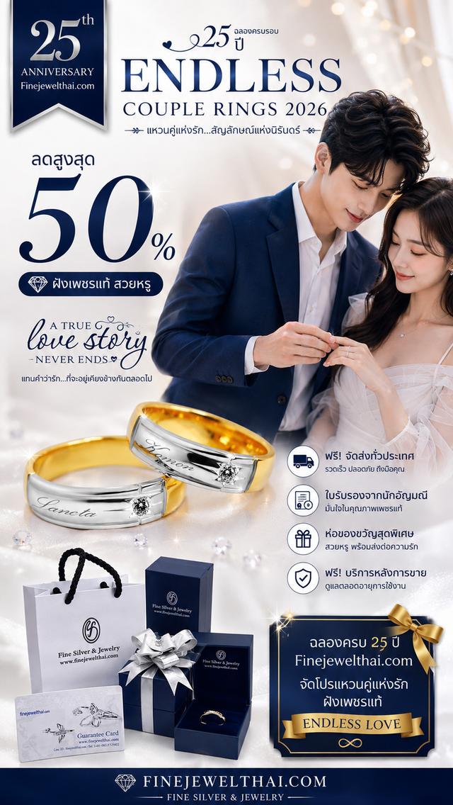 FineJewelThai | Endless Couple Rings แหวนคู่ แหวนเพชรแท้ RC1263di