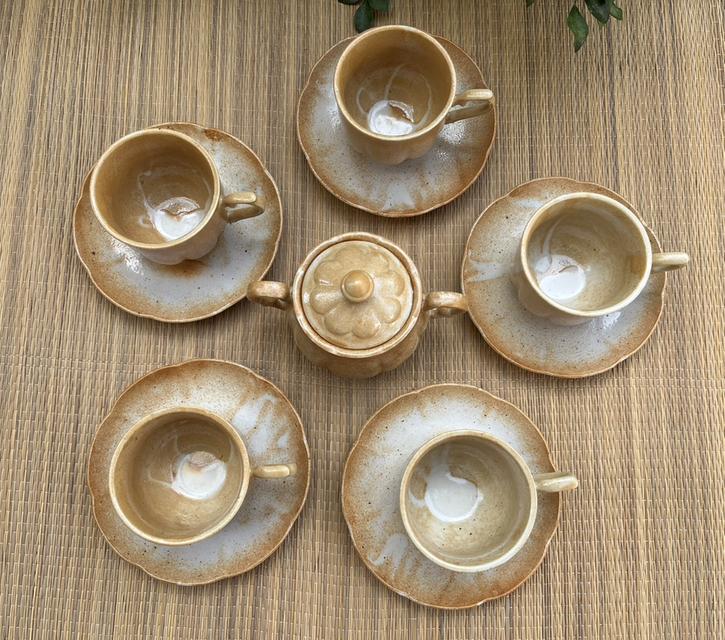 ชุดถ้วยชากาแฟเซรามิก +จานรอง10 ใบ พร้อมโถใส่น้ําตาล 1 ใบ งานญี่ปุ่น รูปที่ 2