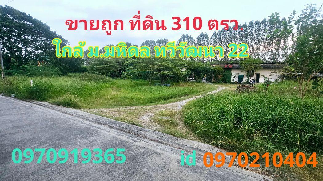 ขาย ที่ดิน ทวีวัฒนา 310 ตร.วา ใกล้ ม.มหิดล ศาลายา ซอยทวีวัฒนา22 กทม.