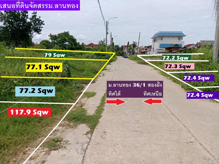 ขายที่ดินจัดสรร 195 ตารางวาแปลงเสมือนอยู่แจ้งวัฒนะ ทิศใต้ แต่หน้าติดถนนถึง 41 เมตรสร้างบ้านใหญ่ ม.ลานทอง มีถนนไฟฟ้า ประปาพร้อมแต่มีลักษณะหมู่บ้านใหญ่ 8