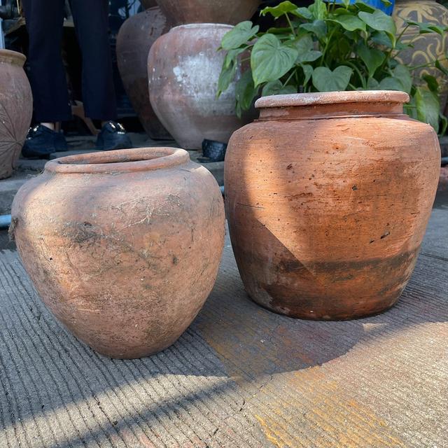 ตุ่มแดงใบเล็ก โอ่งแดงใบเล็ก โอ่งดินเผาโบราณ ศิลปะอยุธยา ขนาด30ซม