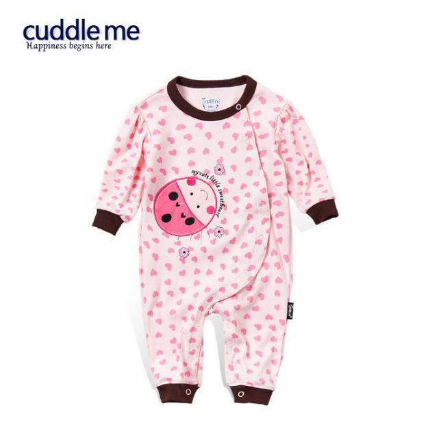 ชุดหมี จั๊มสูทเด็กหญิง Cuddle Me แขนขายาว ลายหัวใจสีชมพูอ่อน 1