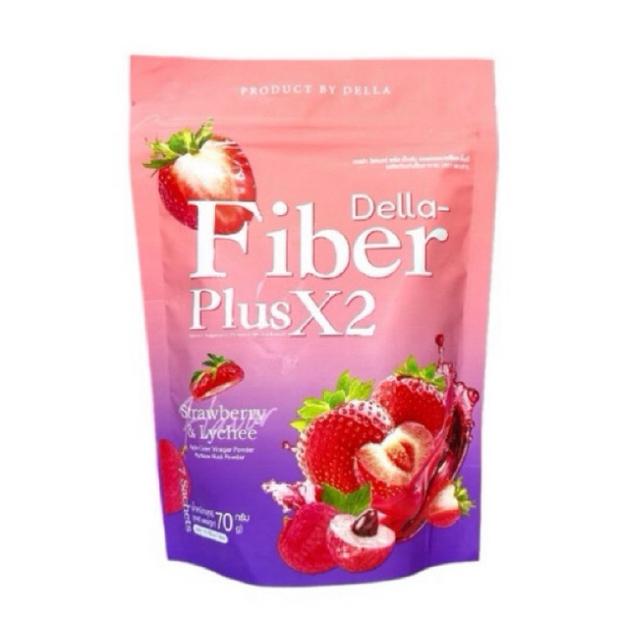 Della Fiber Plus X2 เดลล่าไฟเบอร์ รสสตอเบอรี่และลิ้นจี่ (1 ห่อ บรรจุ 7 ซอง) 4