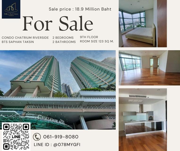 For Sale "Chatrium Riverside Residence" -- 2 Beds 123 Sq.m. -- Luxury condo ready to move in and along the Chao Phraya River!