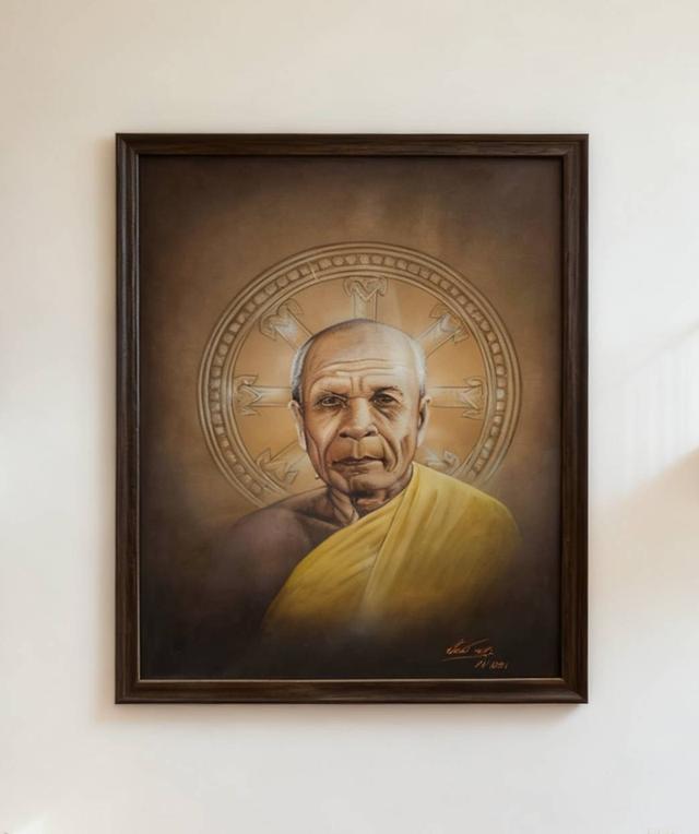 629.ภาพวาดหลวงพ่อสด วัดปากน้ำ พร้อมกรอบ