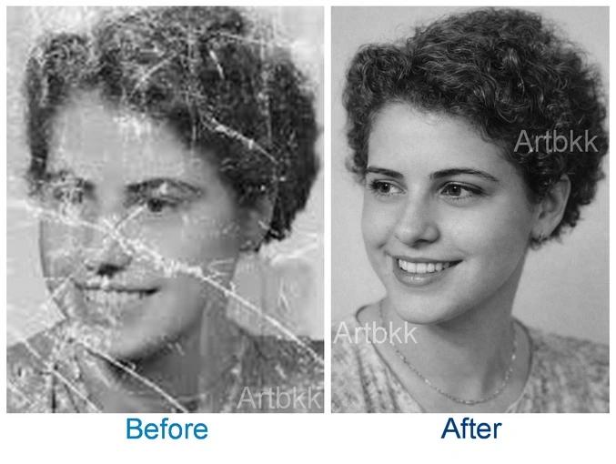 ปรับแต่งรูปภาพเก่ามีริ้วรอยขาดบนรูปให้กลับเหมือนเดิม