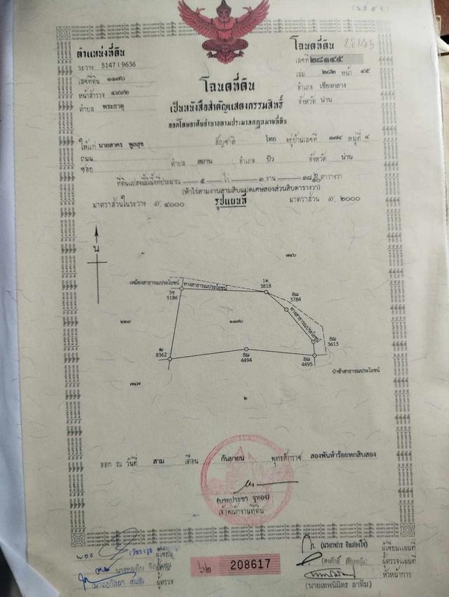ขายที่ดิน อำเภอเชียงกลาง จังหวัดน่าน จำนวน 5-3-62 ไร่ 2
