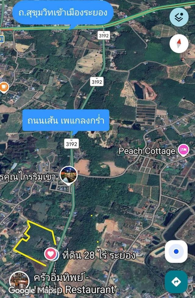 ขายสวนยางพร้อมที่ดิน ขนาด 28 ไร่ สวยและดี ราคาถูก ติดถนนสายสุขุมวิท-ท่าเรือแกลง จ.ระยอง  ที่ดินประเภท ชบ.1-12 ประเภทชุมชน (สีส้ม)🟠  ที 10