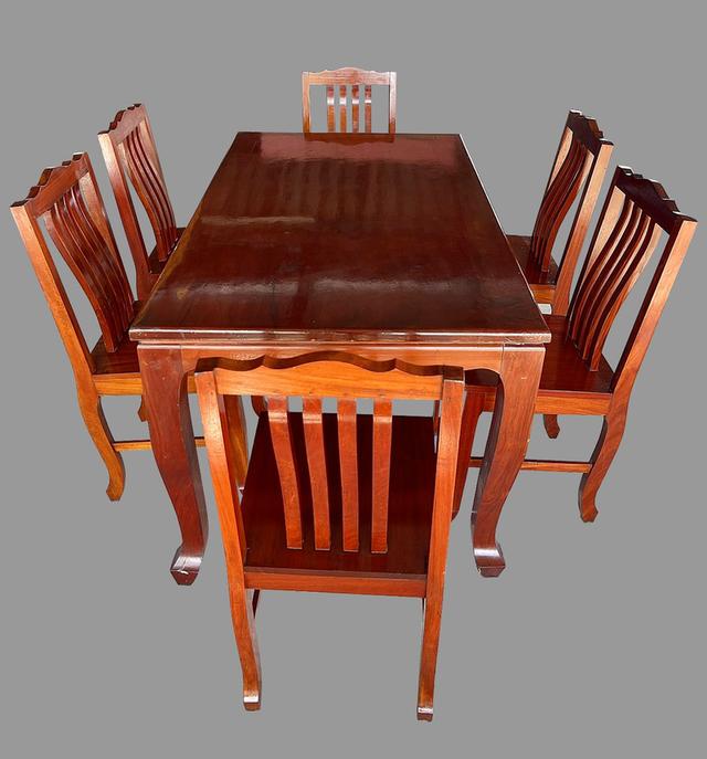 โต๊ะไม้ประดู่แผ่นเดียว 6ที่นั่ง ชุดโต๊ะไม้ประดู่ โต๊ะรับประทานอาหารไม้ประดู่