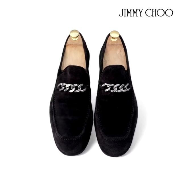 รองเท้า Jimmy choo Loafers Size 43 หนังกลับ สีดำ สภาพดี สวยมาก ของแท้ 100%