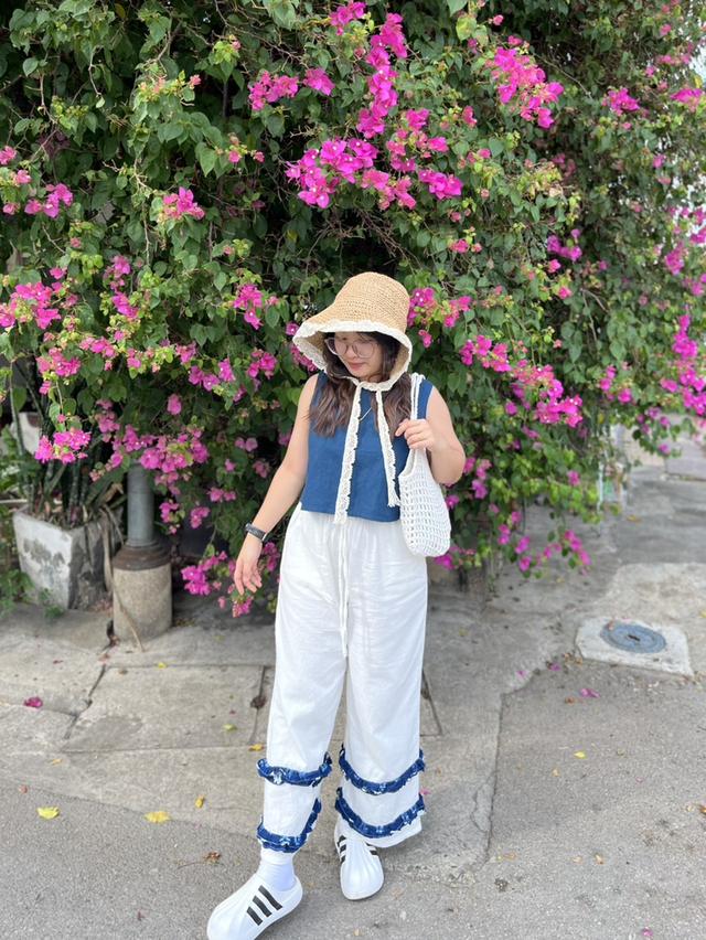 กางเกงขายาว สีขาว ผ้าฝ้าย มือสอง รูปที่ 2
