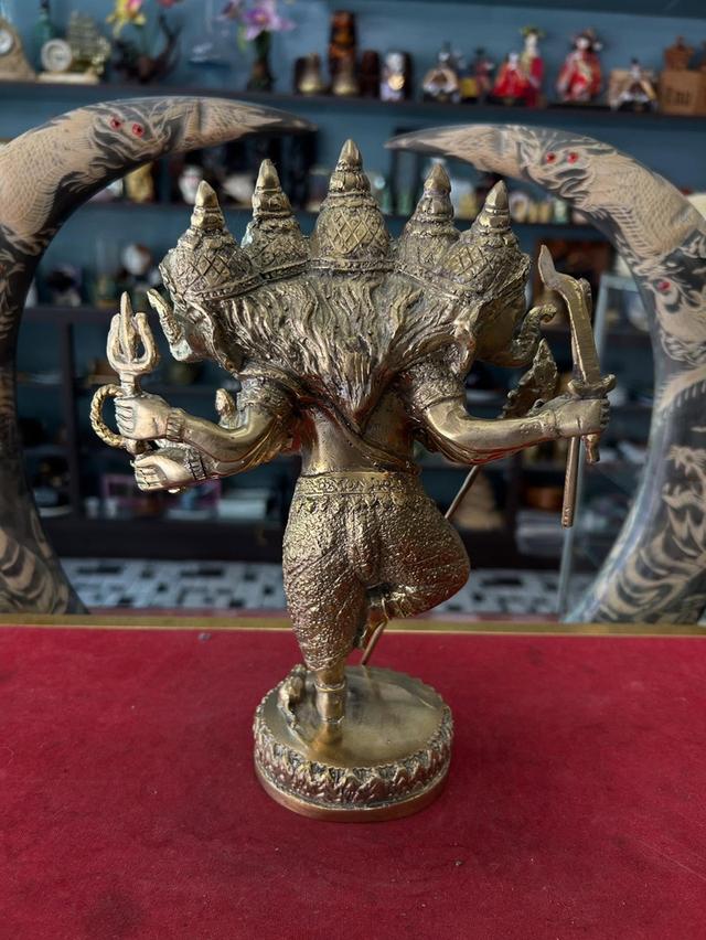 รูปหล่อพระพิฆเนศ 5 เศียร  เนื้อทองเหลือขัดเงา 2