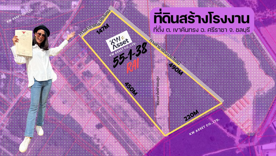 ขายที่ดินสร้างโรงงาน 55-1-38 ไร่ ผังสีม่วงลาย ชลบุรี 2