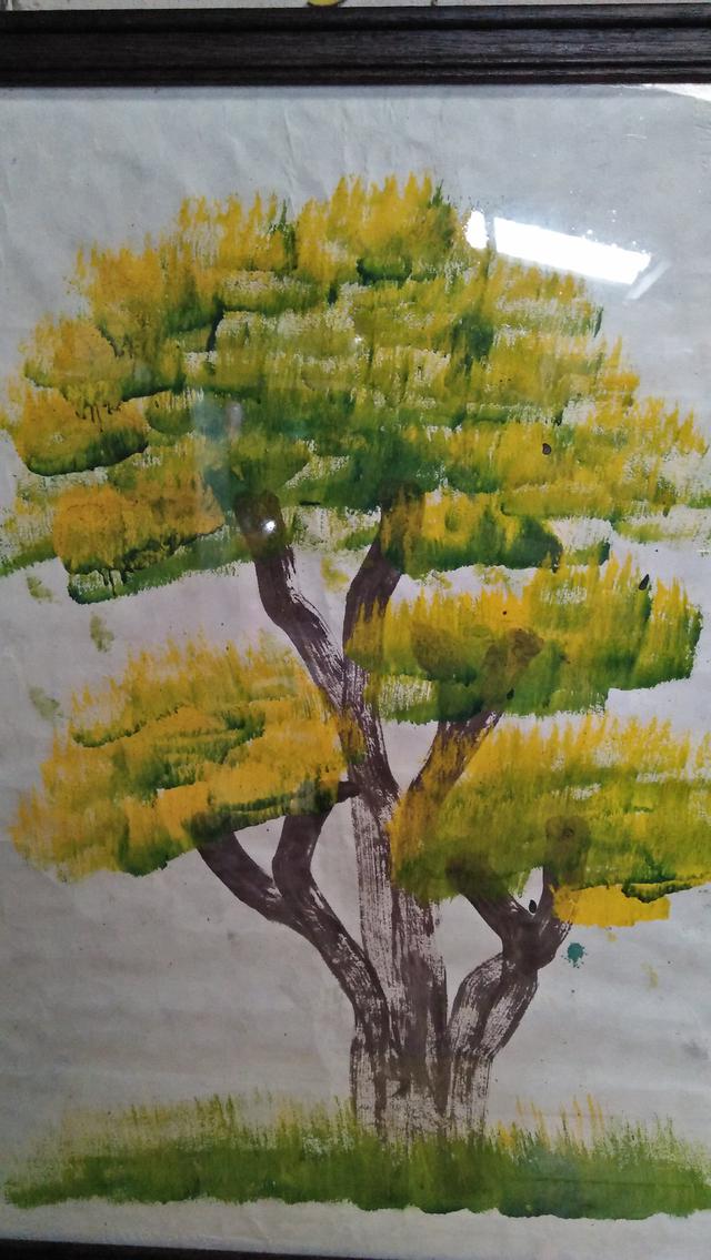 กรอบรูปผลงานศิลปะจากช้างไทยวาดรูป ต้นไม้ของพ่อ 1