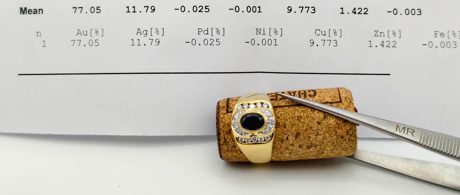 18K blue Sapphire Ring Men