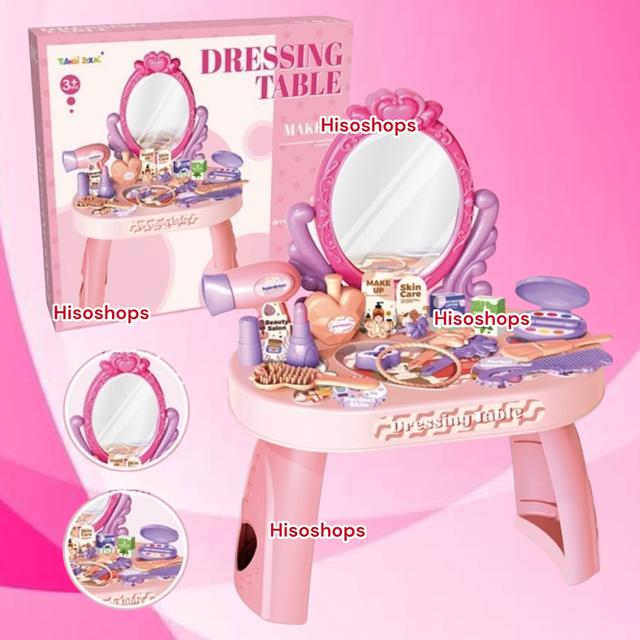 DRESSING TABLE โต๊ะแต่งหน้า โต๊ะเสริมสวยเจ้าหญิง ของเล่นสำหรับเด็กพร้อมอุปกรณ์เสริมสวยสุดแสนจะน่ารัก