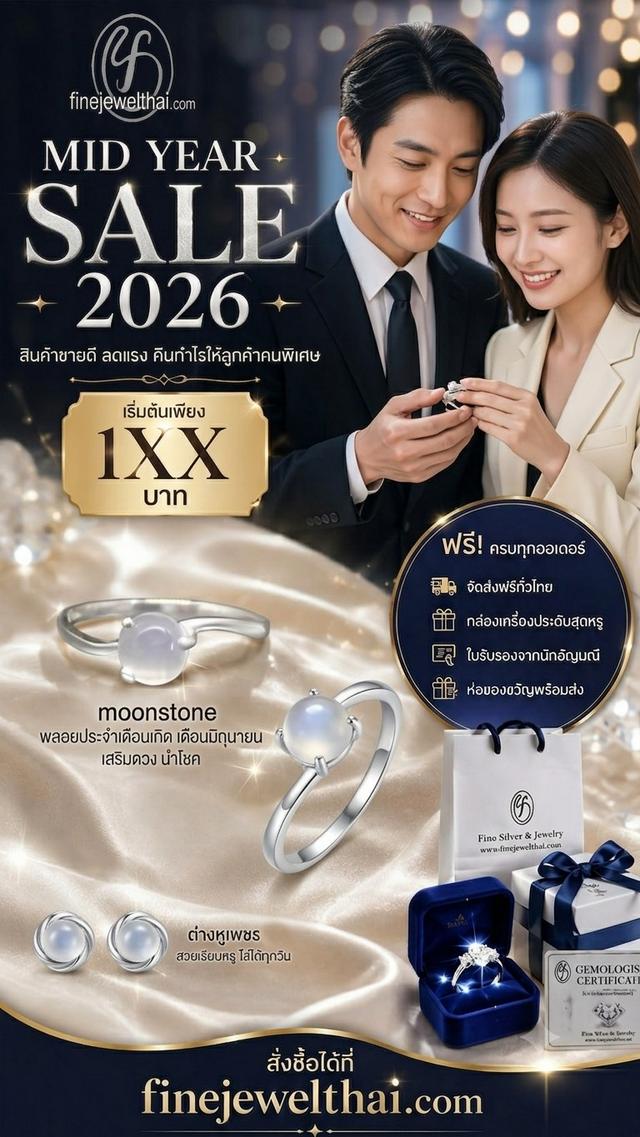 Finejewelthai แหวนมูนสโตน พลอยแท้ เสริมมงคล