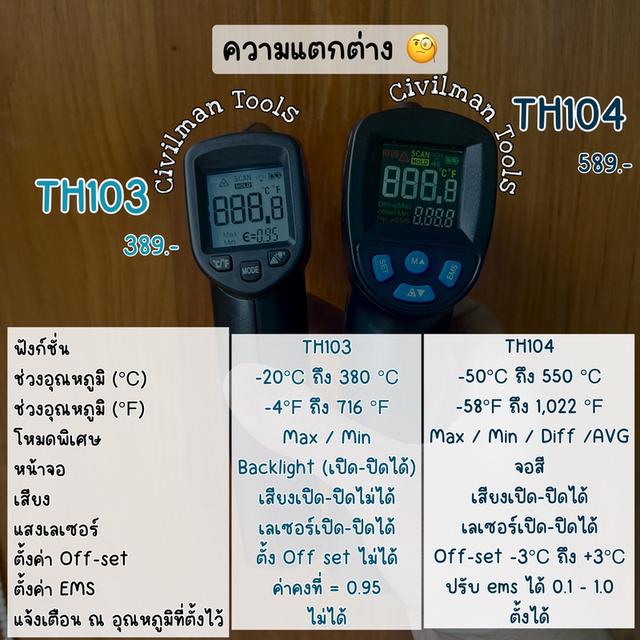 ปืนวัดอุณหภูมิอินฟราเรด THERMOMETER GUN รุ่น TH - 104 อุณหภูมิ - 50 ถึง 550 องศา จอสี ฟรีถ่าน คู่มือภาษาไทย พร้อมส่ง 6