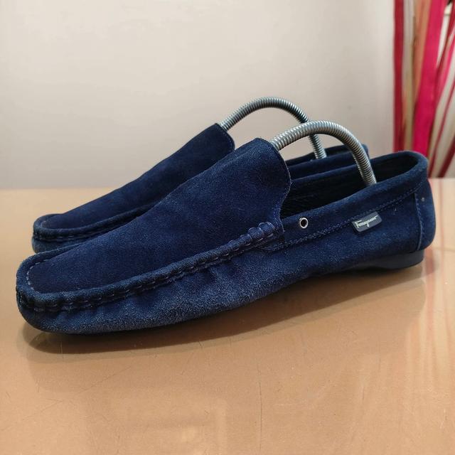 Salvatore Ferragamo Men’s Navy Suede Moccasins Shoes(A883-1)Size. EUR 45 /29(30) cm🔥 Price : 890฿