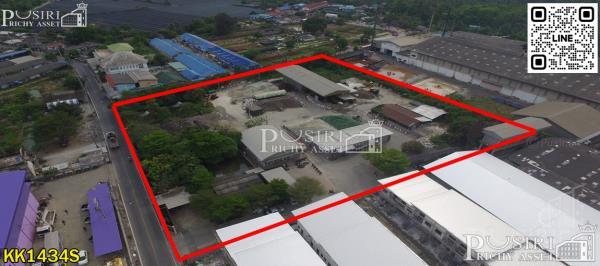 ขายที่ดิน 7 ไร่ พร้อมพื้นที่ใช้สอย ลานคอนกรีตเต็มพื้นที่ มีโรงงาน โกดัง สำนักงาน อุปกรณ์และใบ รง.4 ครบถ้วน แถมติดถนน 2 ด้านในราคาที่เปล่า - KK1434S 1