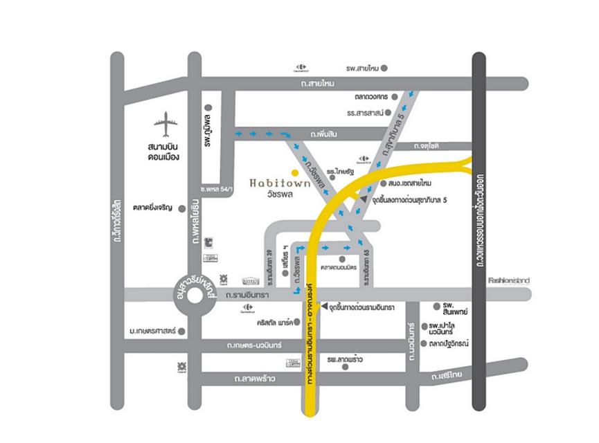 หมู่บ้านฮาบิทาวน์ วัชรพล ให้เช่าทาวน์โฮม 2 ชั้น 25 ตารางวา 3 ห้องนอน 2 ห้องน้ำ ถนนเมนติดสวน ใกล้ทางด่วนรามอินทรา-อาจณรงค์ 11