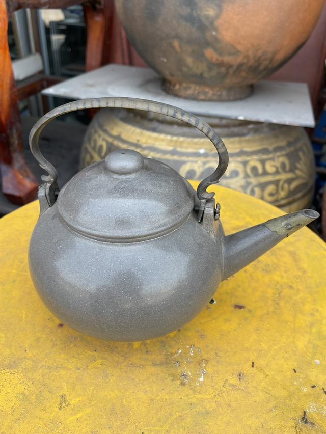 ปั้นชาอี๋ซิง Yixing teapot ผิวขัดมัน สีดำ ใบใหญ่ ป้านชาเก่า กาน้ำชาดินเผาโบราณ 7