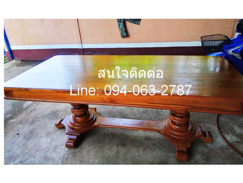 เฟอร์นิเจอร์ไม้สัก โต้ะทานข้าว พร้อมเก้าอี้ 8 ตัว 4