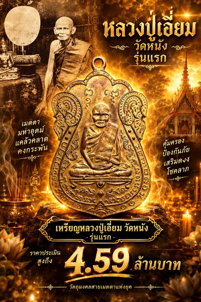 🔥 เหรียญหลวงปู่เอี่ยม วัดหนัง รุ่นแรก เนื้อทองแดงเปียกทอง