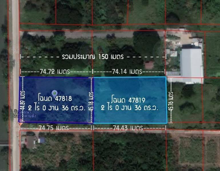 ให้เช่าที่ดิน 2 - 4 ไร่  ติดถนนเลียบคลองหกฝั่งตะวันออก ใกล้ ม.พฤกษา  5