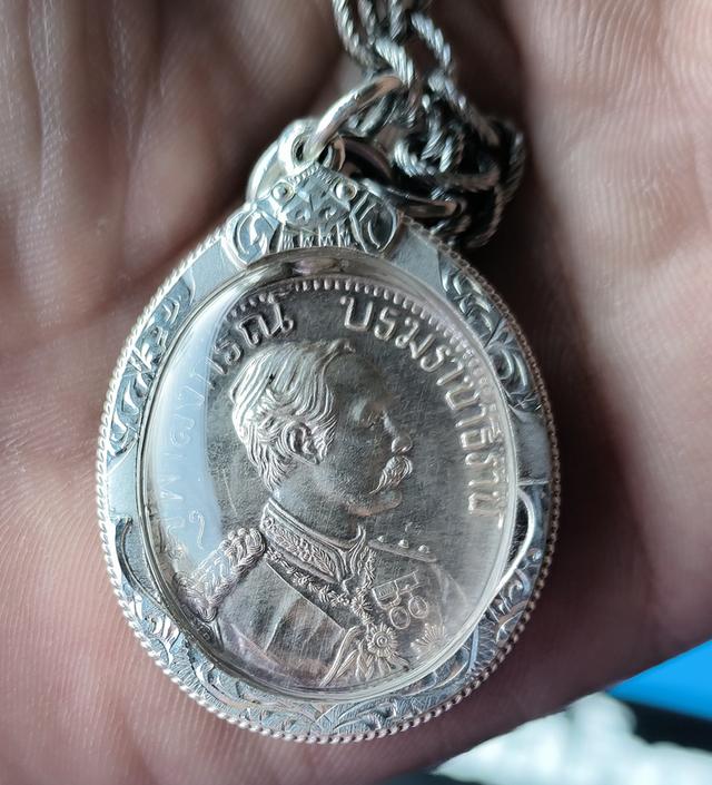 เหรียญ ร.5 หลังพระนารายณ์ทรงครุฑ วัดแหลมแค เนื้อเงิน ปี2534 รุ่นแรก เลี่ยมกรอบเงินแท้ พร้อมขึ้นคอ รูปที่ 3