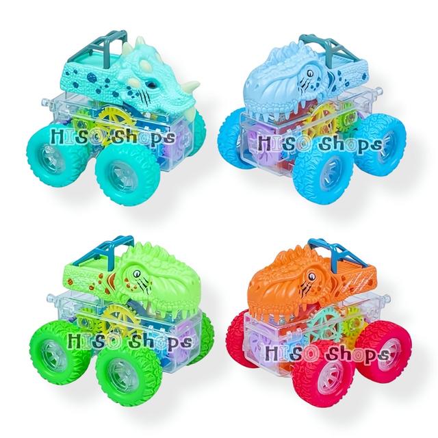 รถของเล่นไดโนเสาร์มอนสเตอร์คาร์ Colorful Gear Dinosaur Car รถวิบากพร้อมนวัตกรรมขับเคลื่อน Inertial Systemไม่ต้องใช้แบตเตอรี่ ภายในมีกลไกฟันเฟือง 5