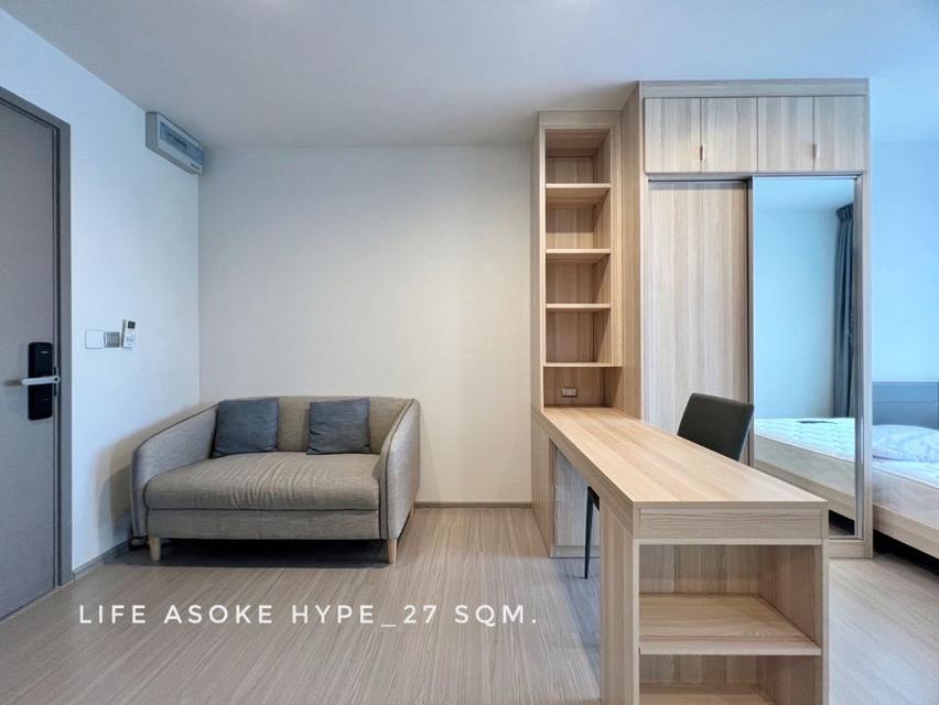 ให้เช่า คอนโด ห้องสตูดิโอ 1 นอน แยกครัว ชั้นสูง Life Asoke Hype : ไลฟ์ อโศก ไฮป์ 27 ตรม. ส่วนกลางดีมาก ใกล้MRT พระราม9 แ 1