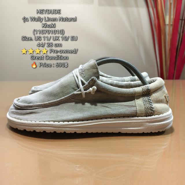 HEYDUDE รุ่น Wally Linen Natural Khaki (110791010) Size. 44/ 28 cm⭐⭐⭐⭐ Pre-owned/ Great Condition🔥 Price : 690฿
