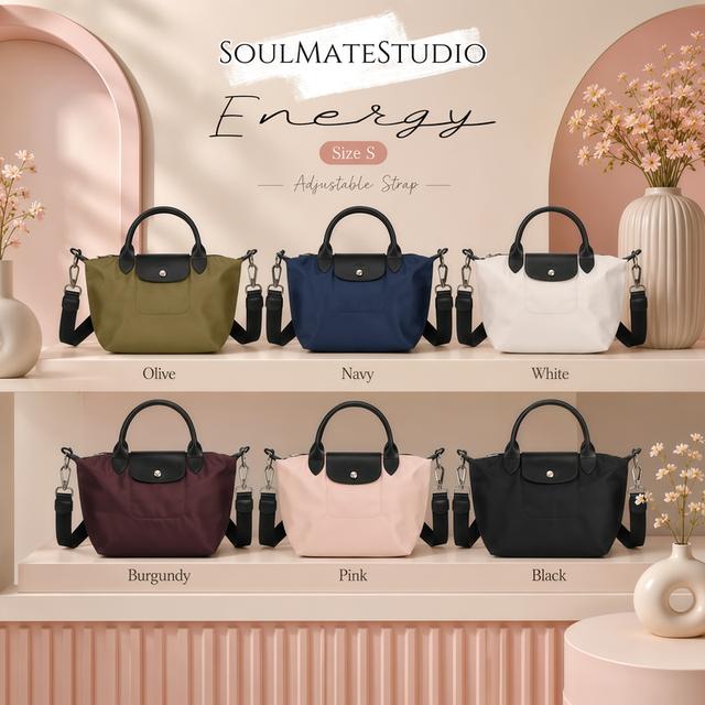 (การ์ด/ถุงกระดาษ) กระเป๋าถือ/สะพายไหล่/สะพายข้าง ครบสี Longchamp Le Pliage Energy S Top Handle Bag